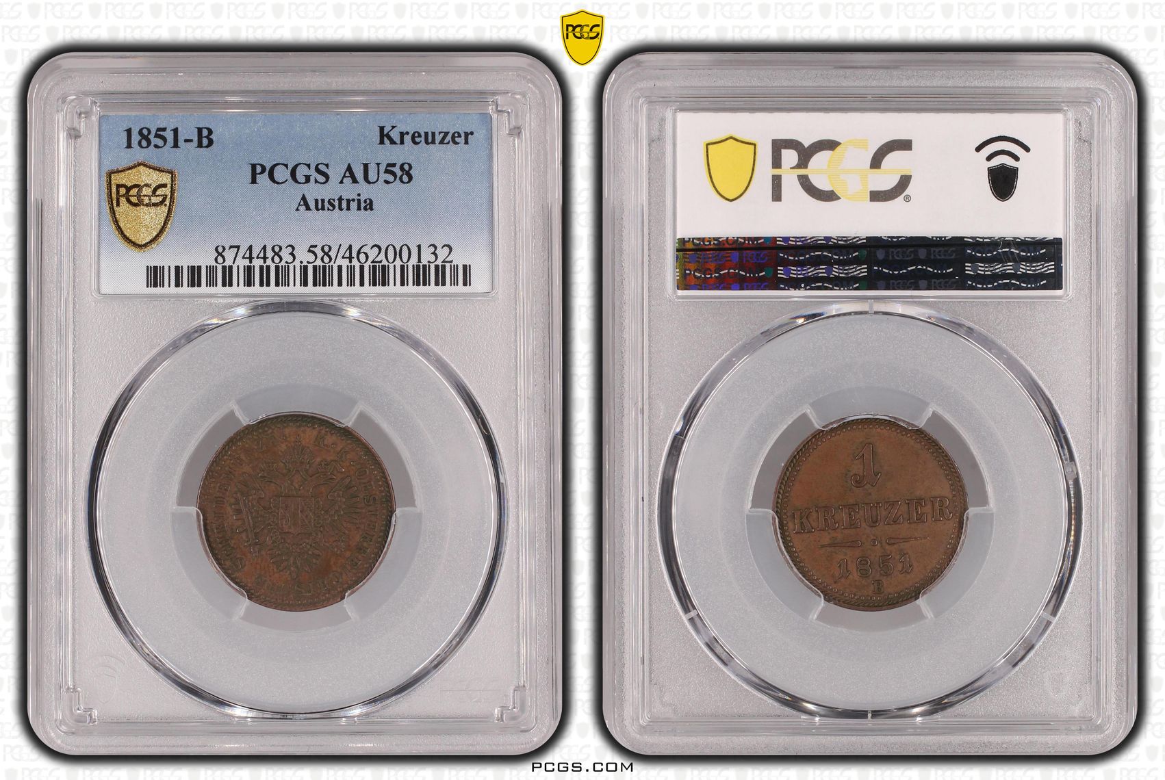 Austria, POP 1/0, Kreuzer, 1851-B, PCGS AU58BN