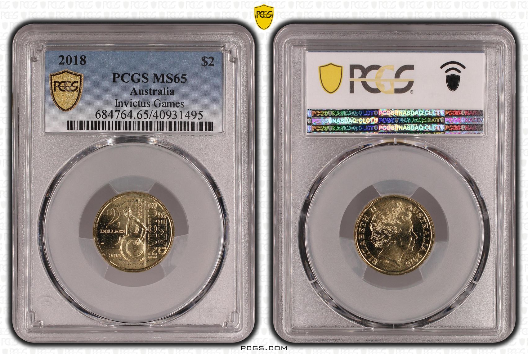 486 · Invictus Games, Two Dollar, 2018, PCGS MS65