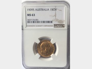 1909 King Edward VII Sydney Mint Gold Sovereign NGC Graded MS63