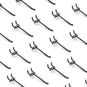 4 HUHOLE BLACK PEGBOARD HOOKS, HEAVY DUTY PEGBOARD HOOKS, FIT 1/4", POWDER COATED STEEL, 4 INCH 25PC