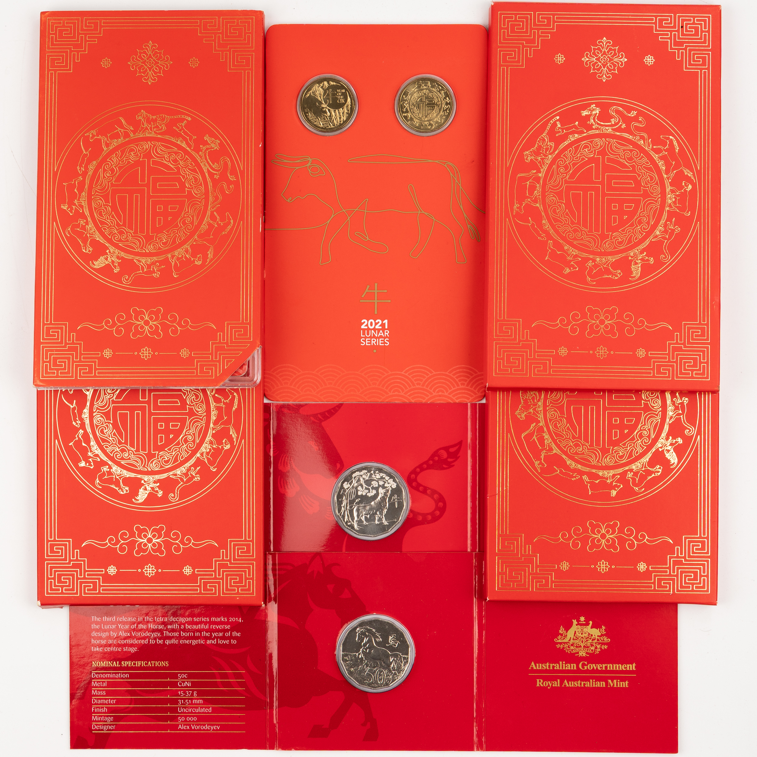 Elizabeth II - Charles III, RAM - Lunar Year Issues, Fifty Cents - One Dollar, 2014 - 2025, UNC