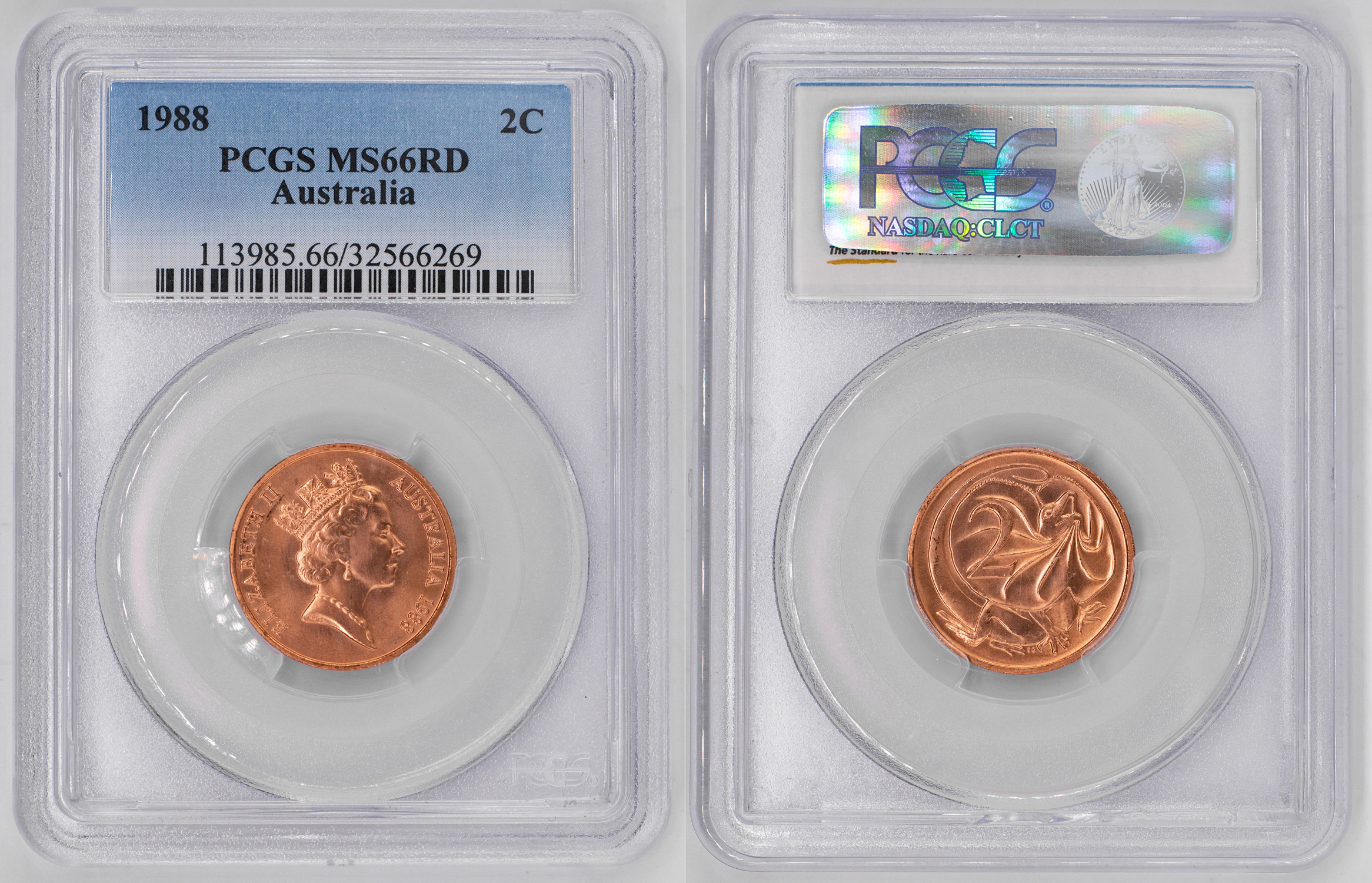 Elizabeth II, Two Cent, 1988, PCGS MS66RD