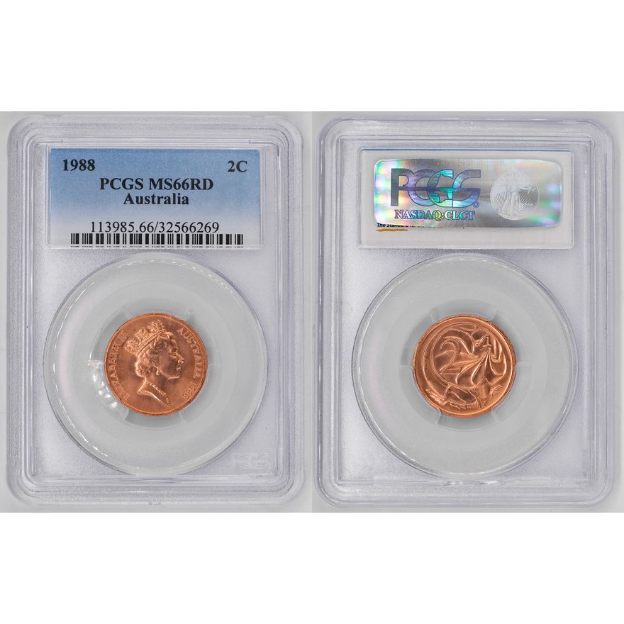 Elizabeth II, Two Cent, 1988, PCGS MS66RD