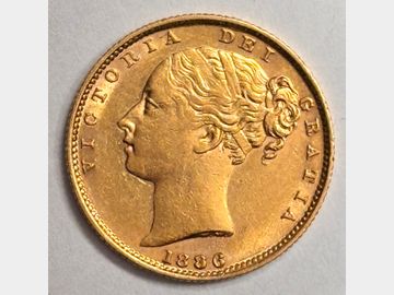 1886 VICTORIA SYDNEY MINT SHIELD GOLD SOVEREIGN SCARCE