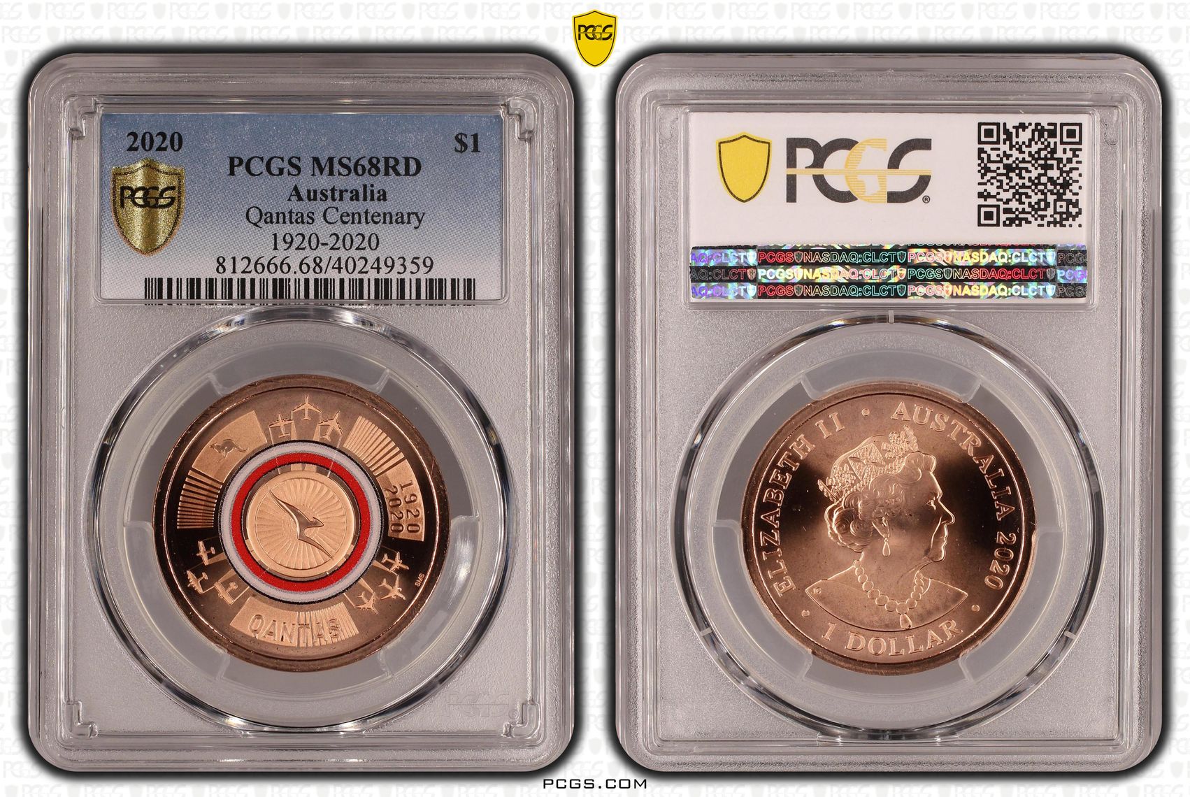 Qantas Centenary 1920-2020, One Dollar, 2020, PCGS MS68RD