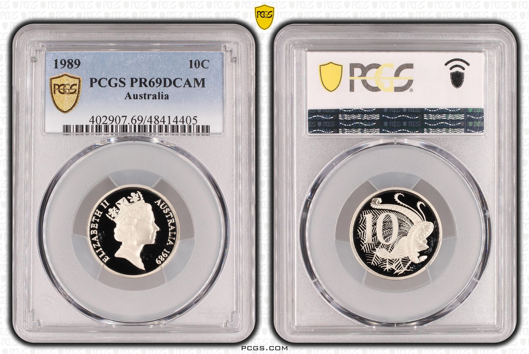 Elizabeth II, Ten Cent, 1989, PCGS PR69DCAM