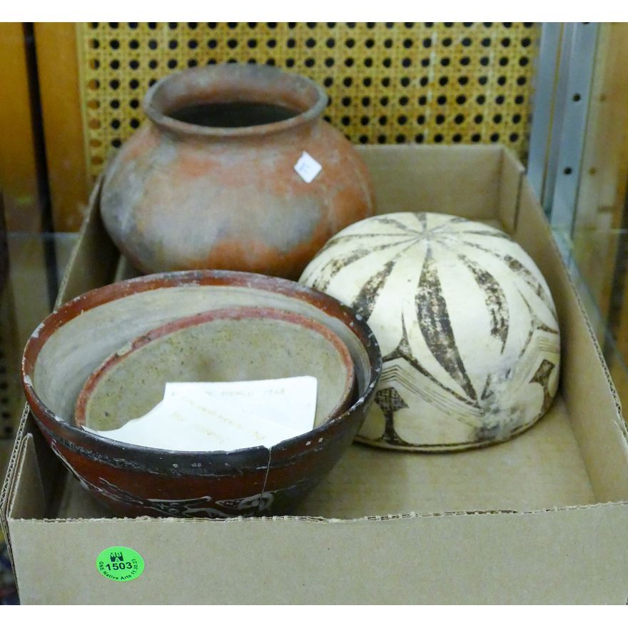 Box 4pc Pre Columbia Ceramic Bowls & Jar