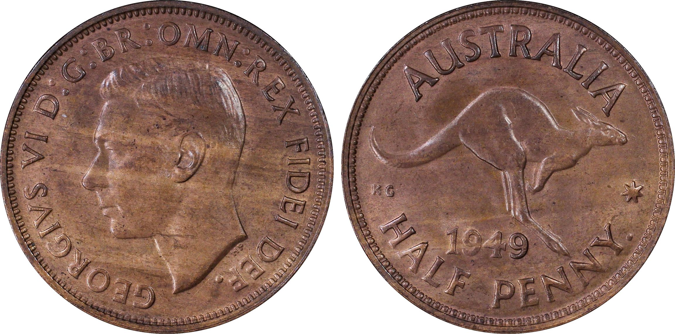 George VI, POP 18/0, Half Penny, 1949(p), PCGS MS64BN