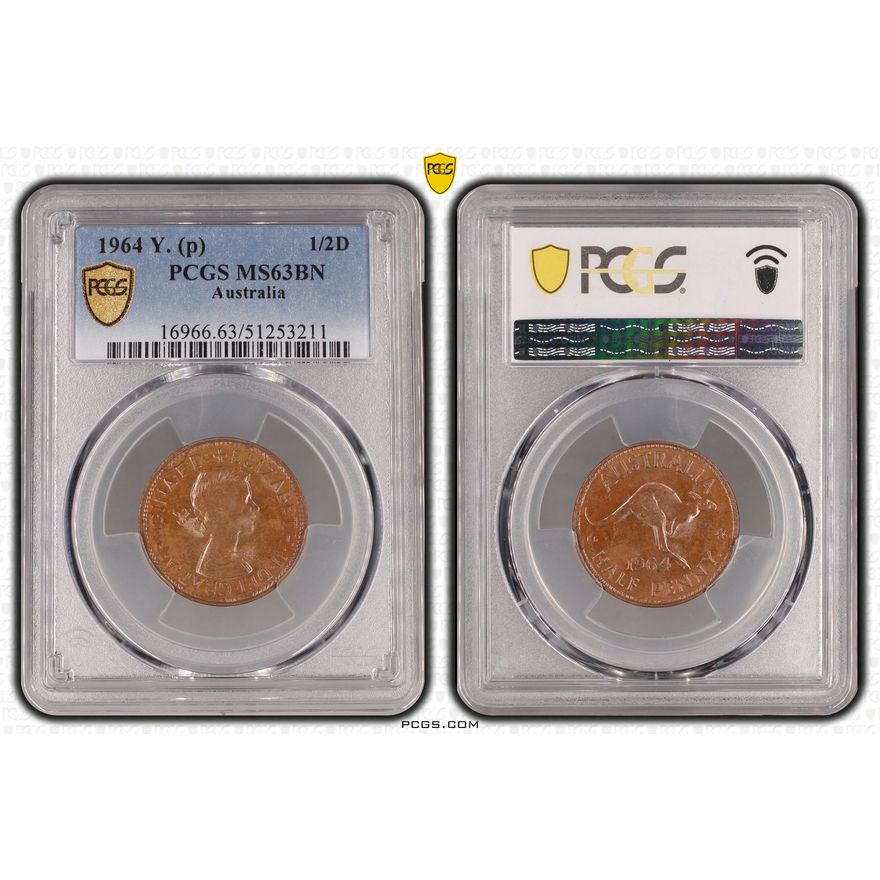Elizabeth II, Half Penny, 1964, PCGS MS63BN