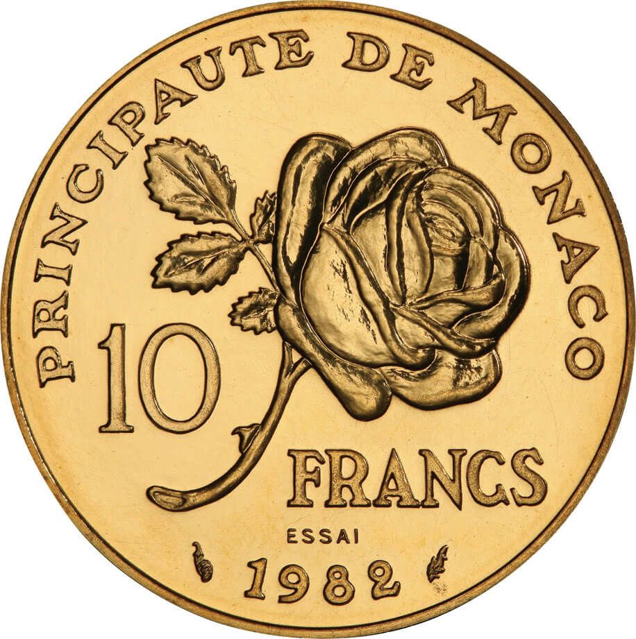 モナコ-Monaco. 1982. Gold. 10フラン(Franc). PCGS SP69