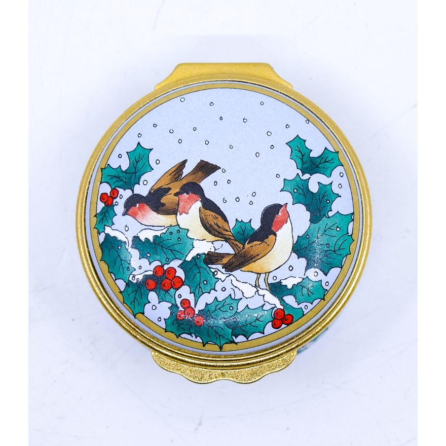 Halcyon Days Christmas 1994 Enameled Box 1'' x 2''
