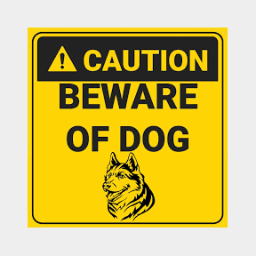 Caution Beware Of Dog warning sign-Yellow - (29cmx29cm)- bar -9902117190630- 51736/1049 A1