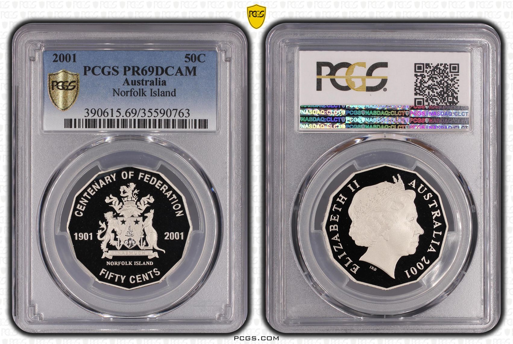 2001 Australia Fifty Cent, 50c Norfolk Island PCGS - PR69DCAM -763