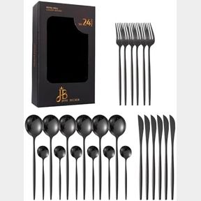Jane Becker 11 Piece Stainless Steel Cutlery Set Premium Quality Black |