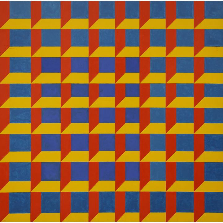 Wendell Brazeau ''Blue, Yellow, Red Squares'' Acrylic