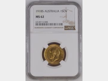 1918 SYDNEY MINT GOLD SOVEREIGN MS62 GEORGE V