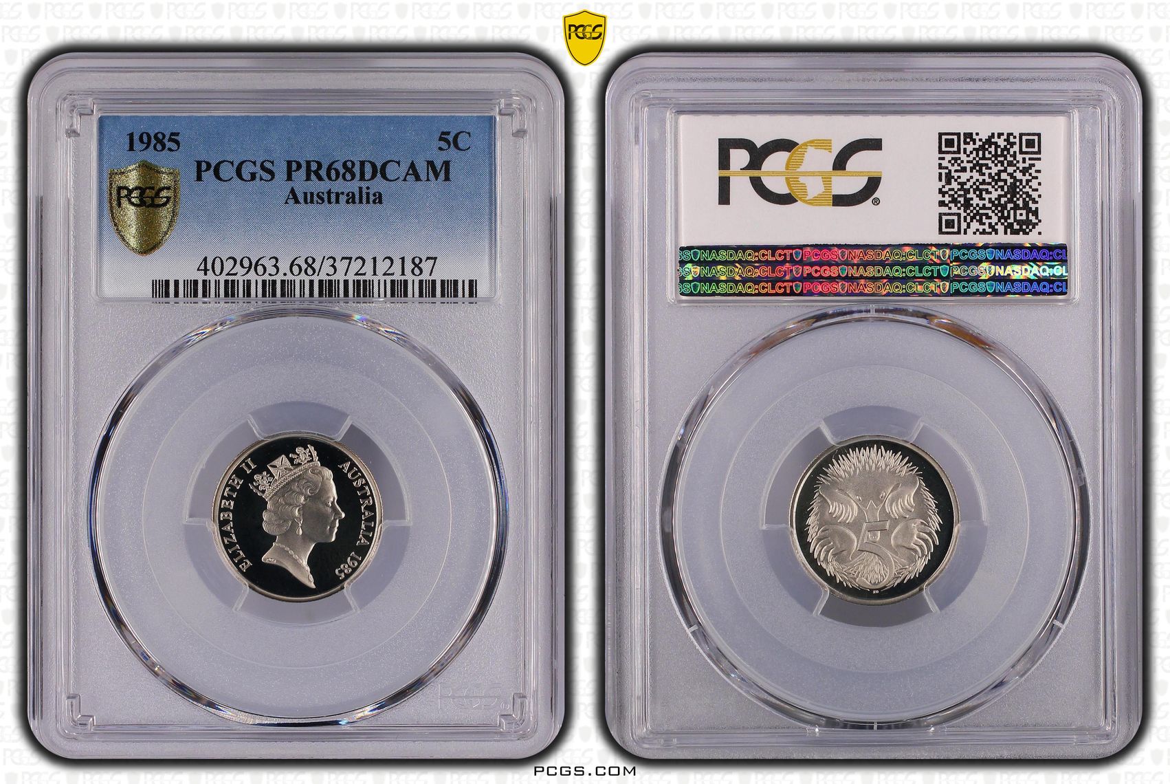 Elizabeth II, Five Cent, 1985, PCGS PR68DCAM