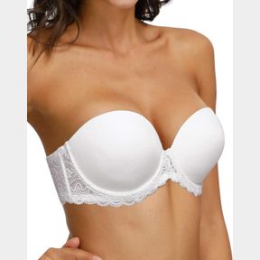 STRAPLESS CLEAR BACK STRAP CONVERTIBLE BRA WITH LACE PADDED UNDERWIRED PLUS SIZE BRASSIERE