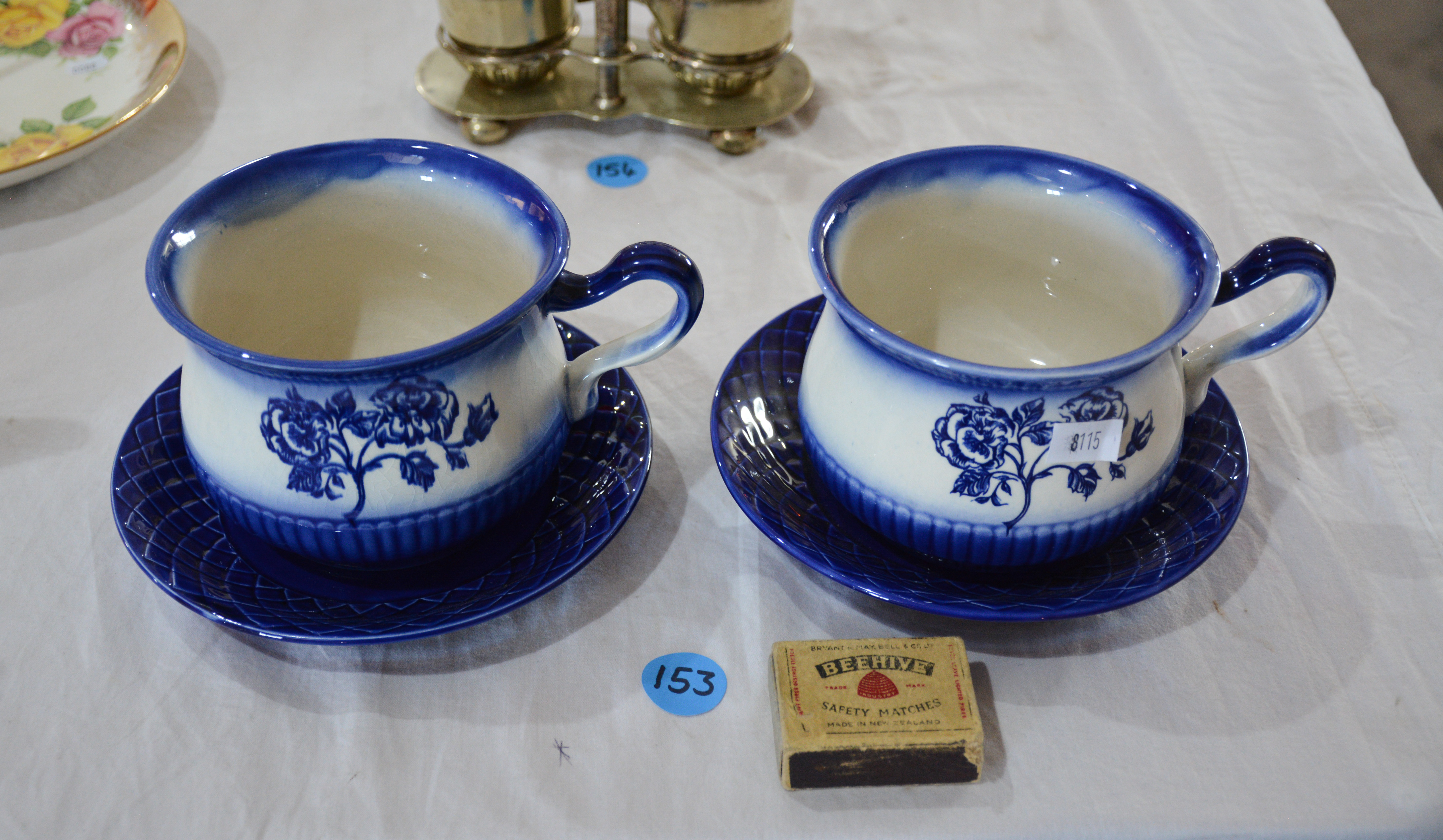 Carlton Ware Soup Mugs x 2 + Saucers x 2 — sold at auction in New Zealand for $10