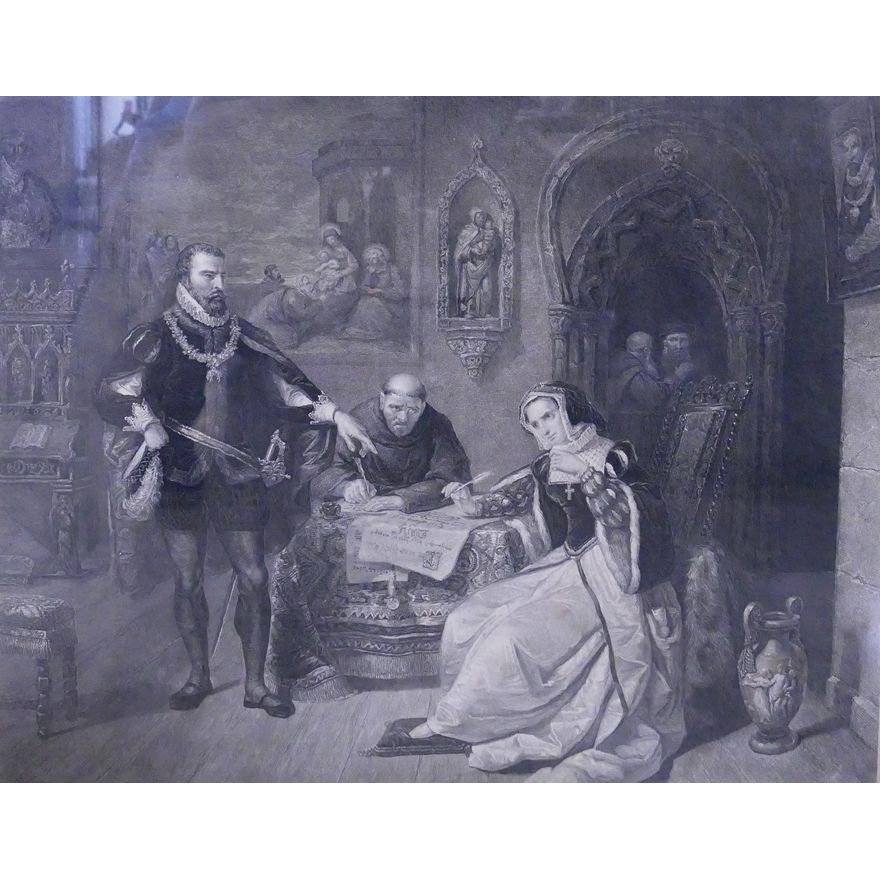 Antique Charles Burt European Engraving- 29x34'' framed