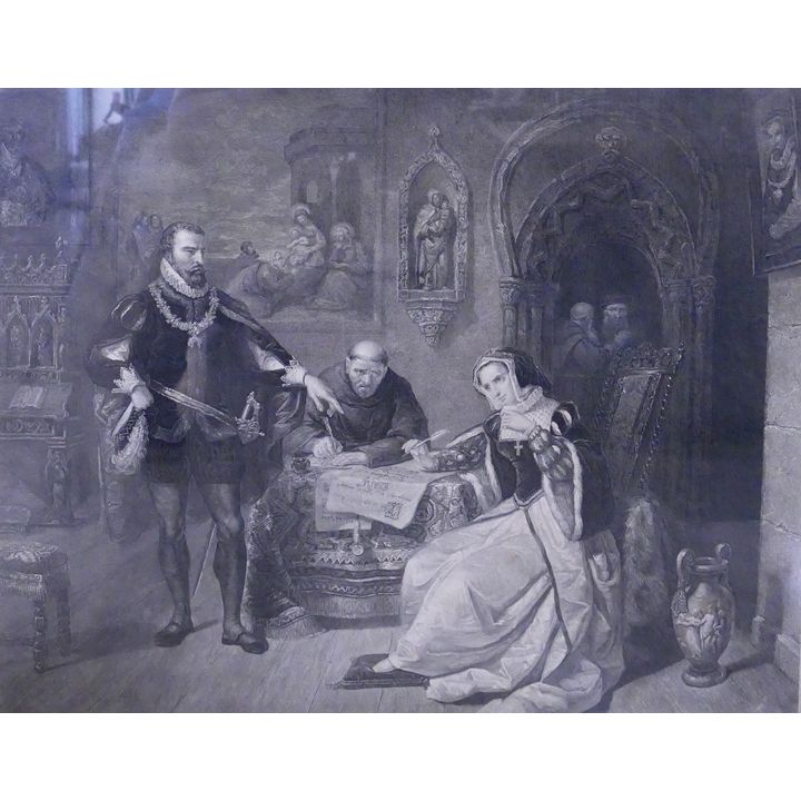 Antique Charles Burt European Engraving- 29x34'' framed