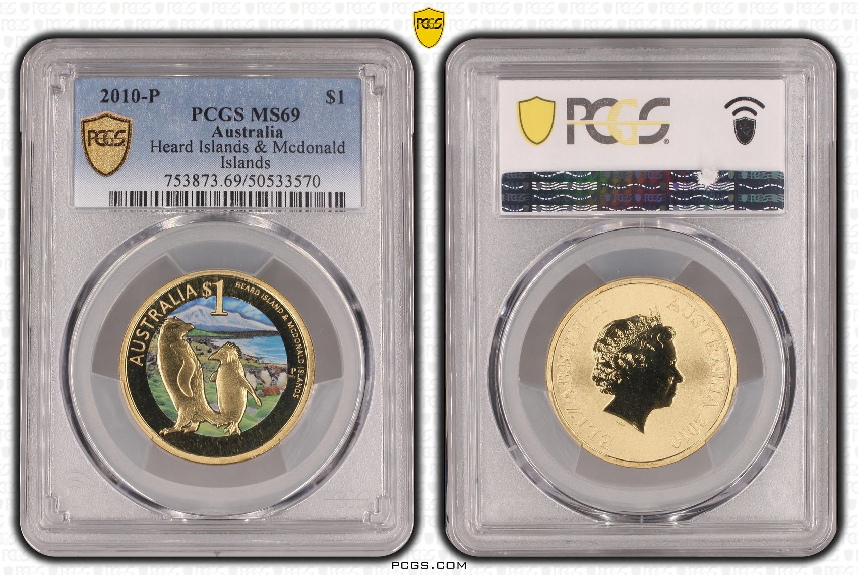 Heard Islands & Mcdonald Islands, POP 8/0, One Dollar, 2010-P, PCGS MS69