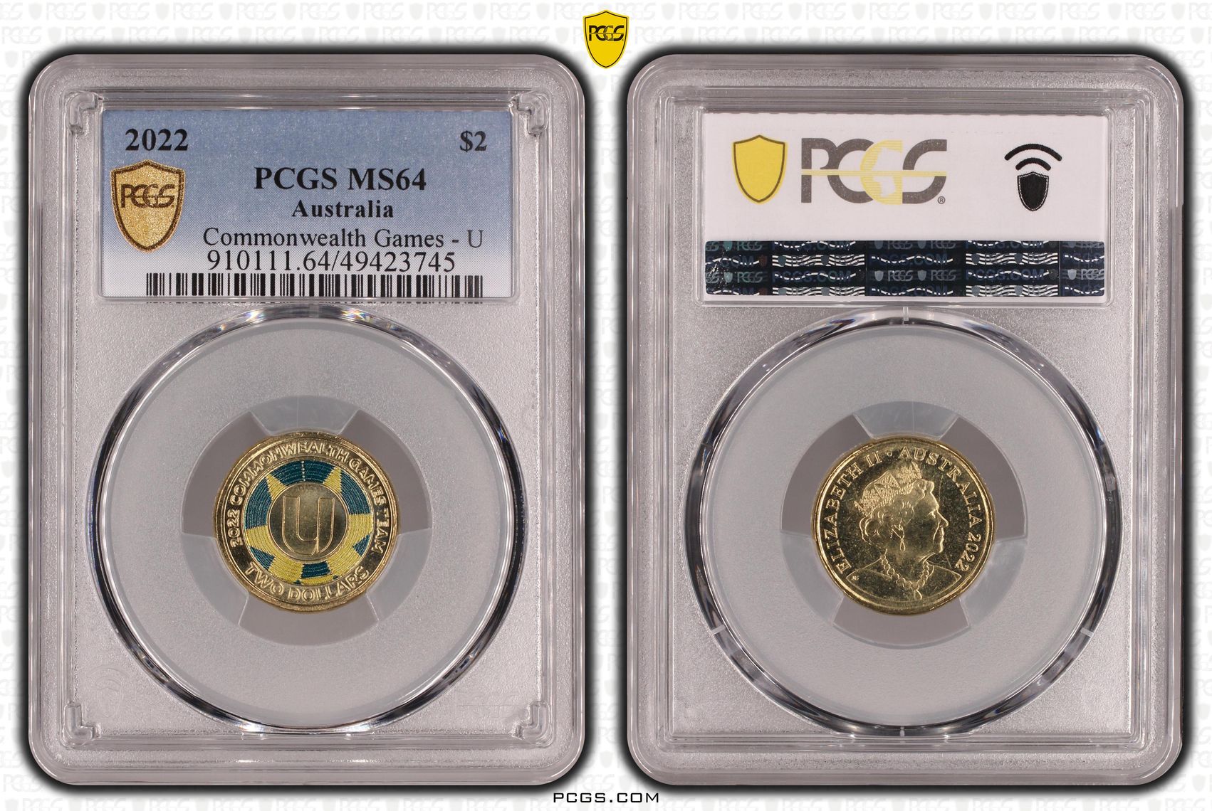Commonwealth Games - U , Two Dollar, 2022, PCGS MS64