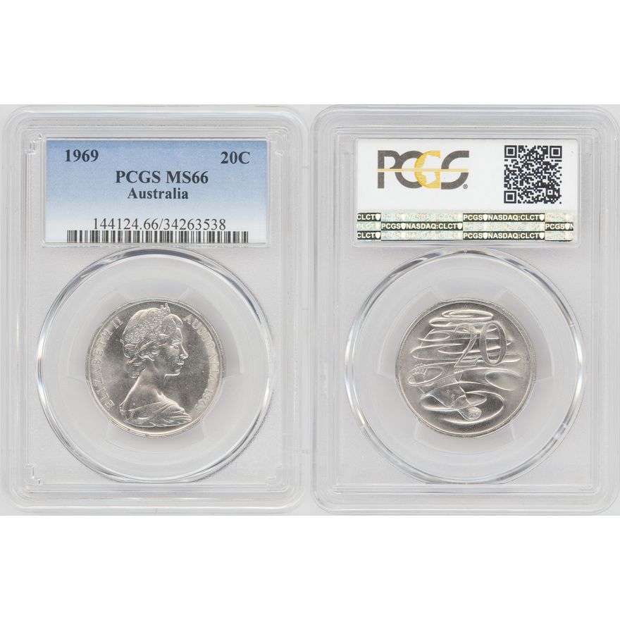 Twenty Cent, 1969, PCGS MS66