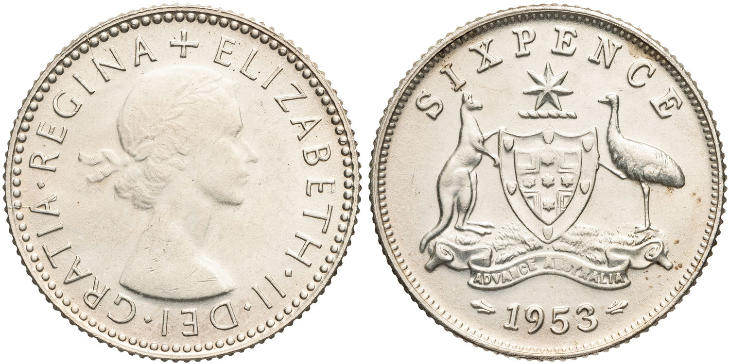 Elizabeth II, Sixpence, 1953, UNC