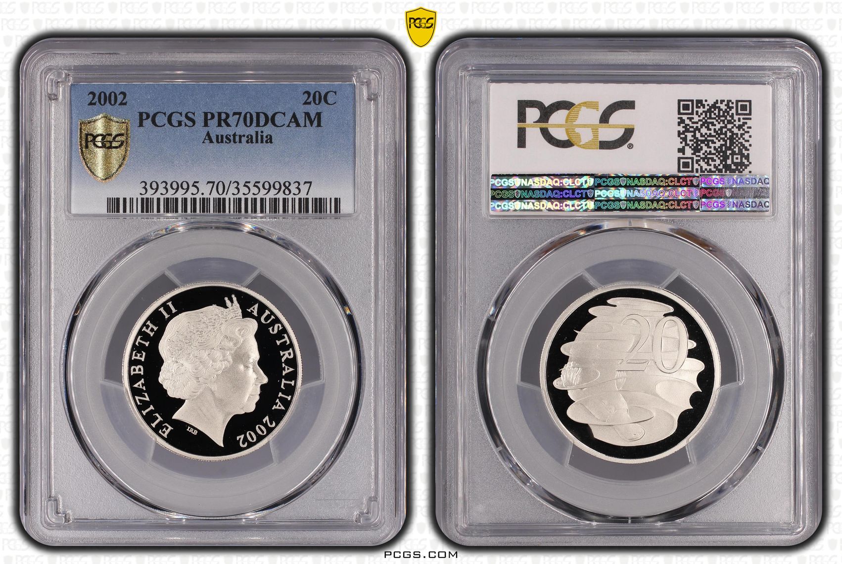 Top pop, Twenty Cent, 2002, PCGS PR70DCAM