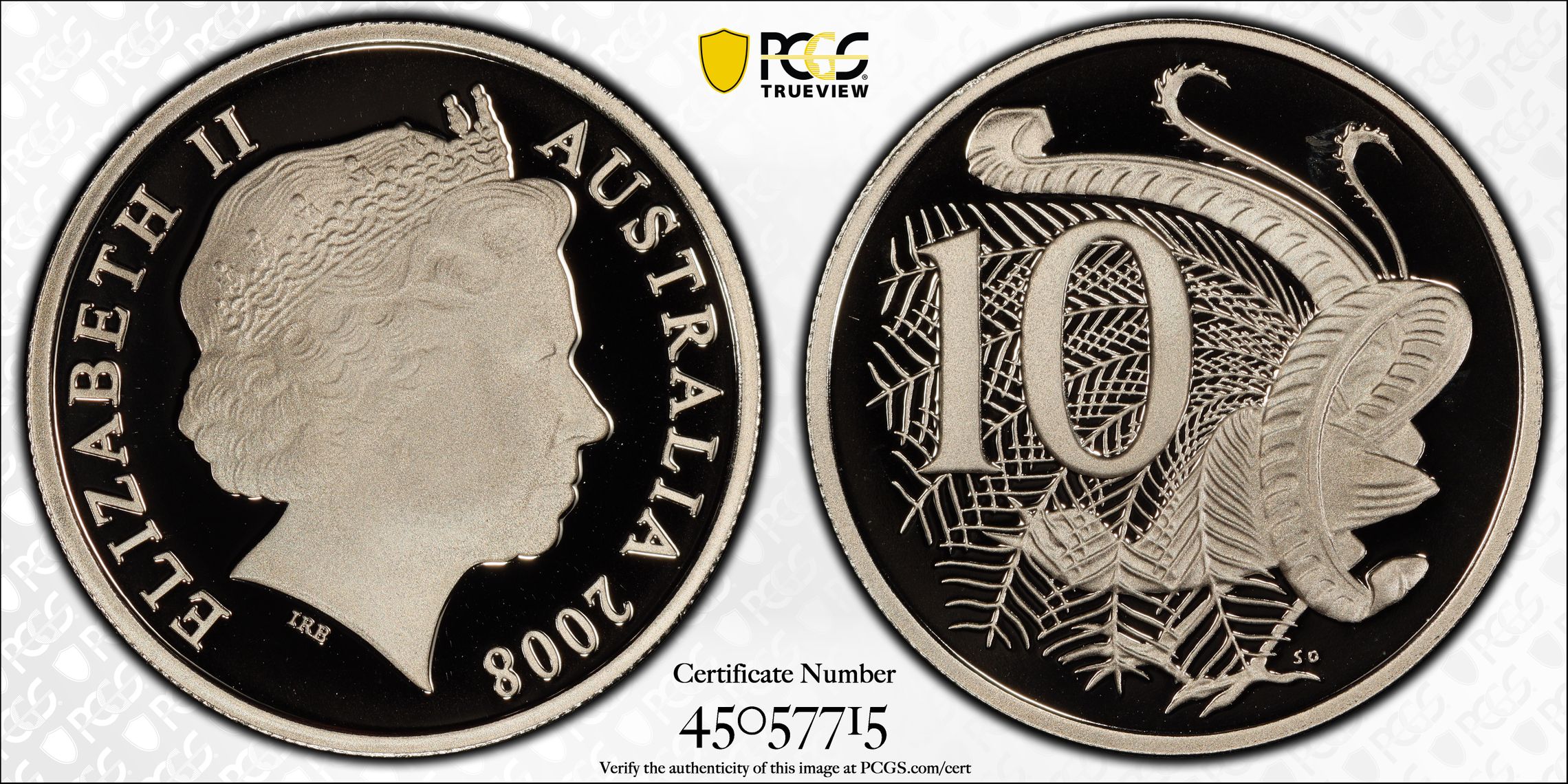 , Ten Cent, 2008, Pcgs Pr69dcam