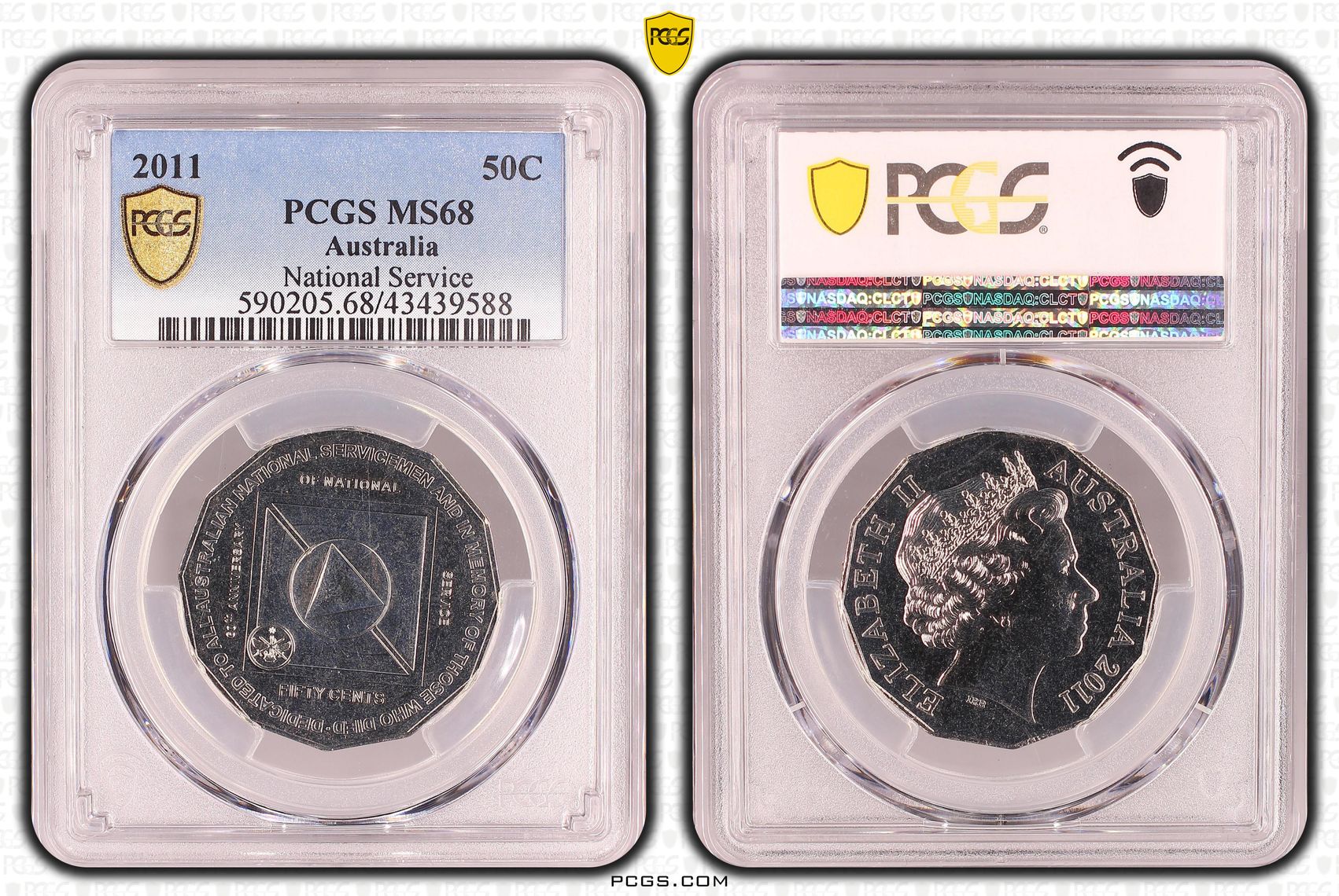 Elizabeth II, National Service, Fifty Cent, MS68 , 2011