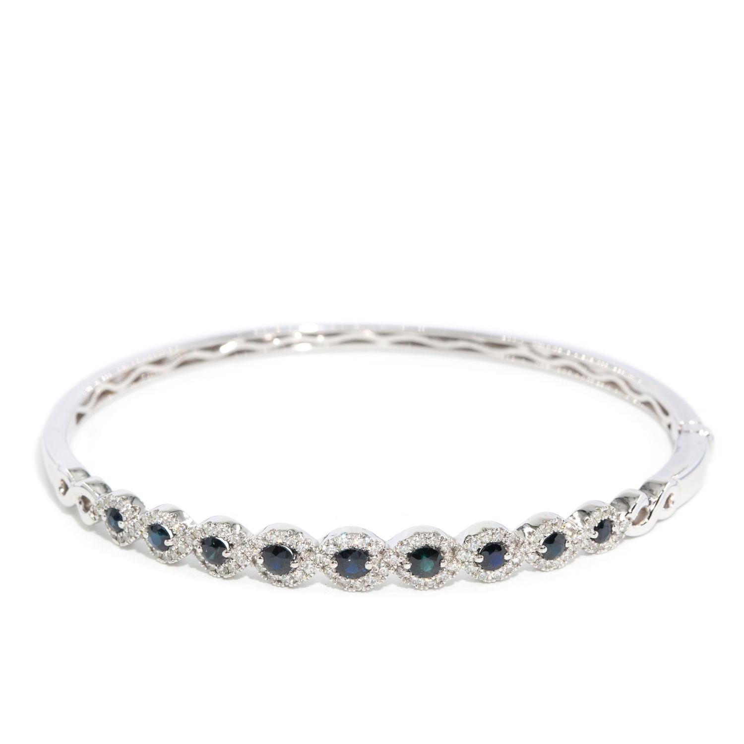 Sapphire & Diamond Crossover 14ct Gold Bangle