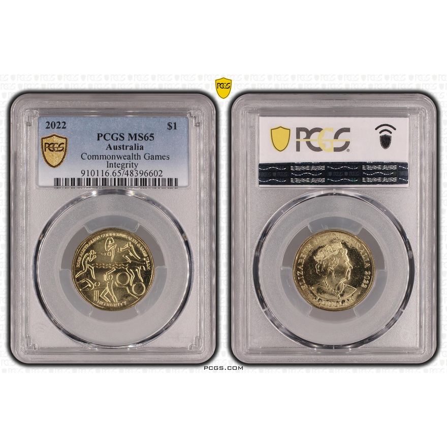 Elizabeth II, Commonwealth Games -Integrity, One Dollar, 2022, PCGS MS65