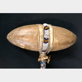 Beaded War Club with Salt & Pepper Design