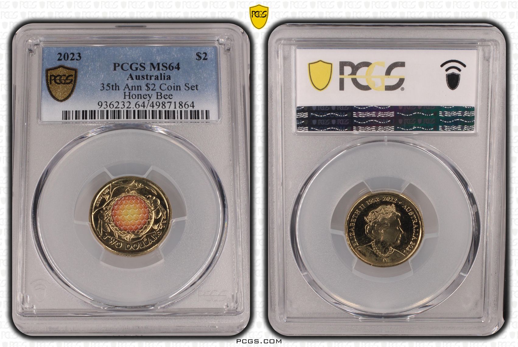 35th Ann $2 Coin Set Honey Bee, Two Dollar, 2023, PCGS MS64
