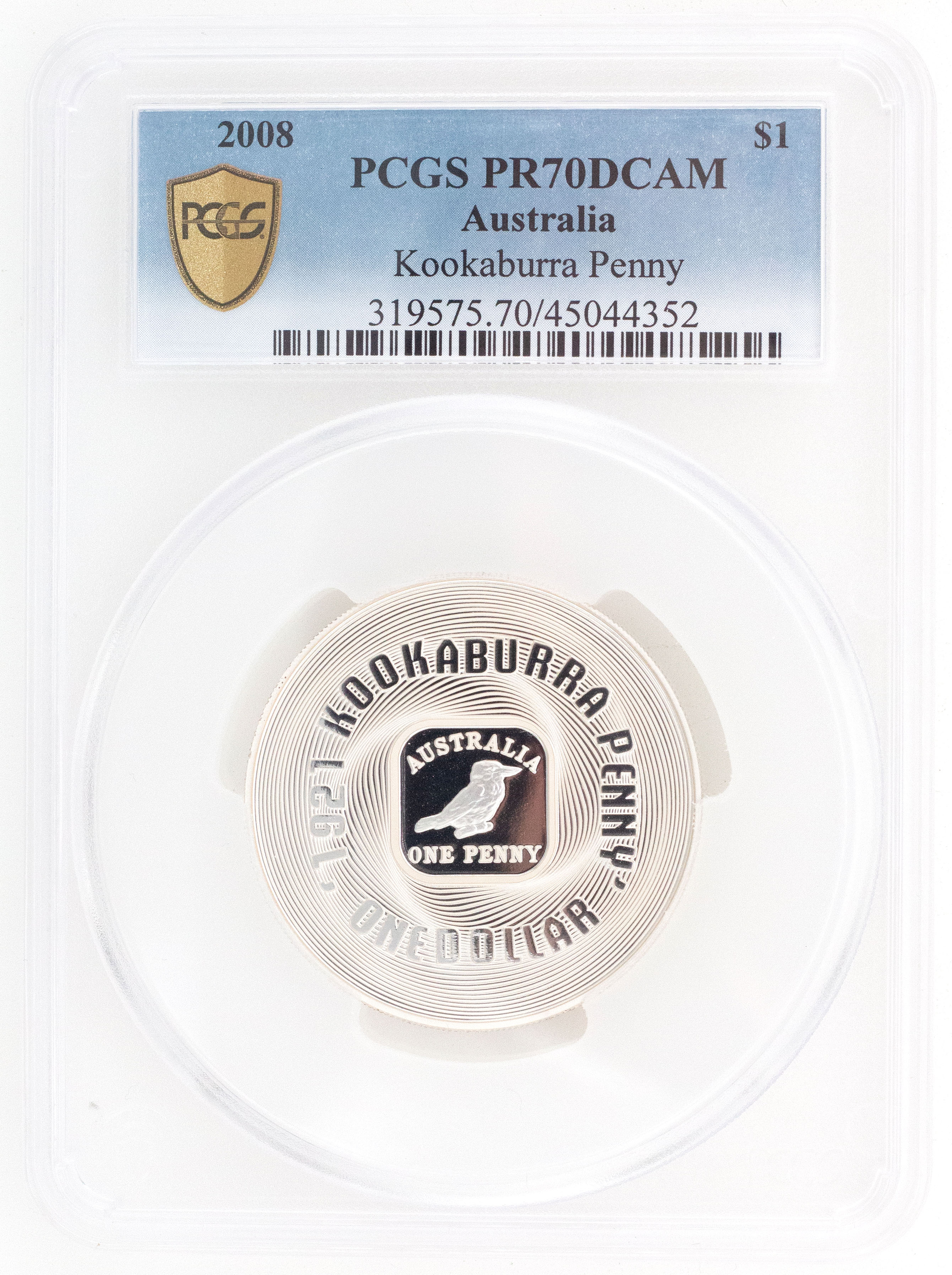 2008 Australia One Dollar, $1 Kookaburra Penny PCGS - PR70DCAM POP 5/0 -352