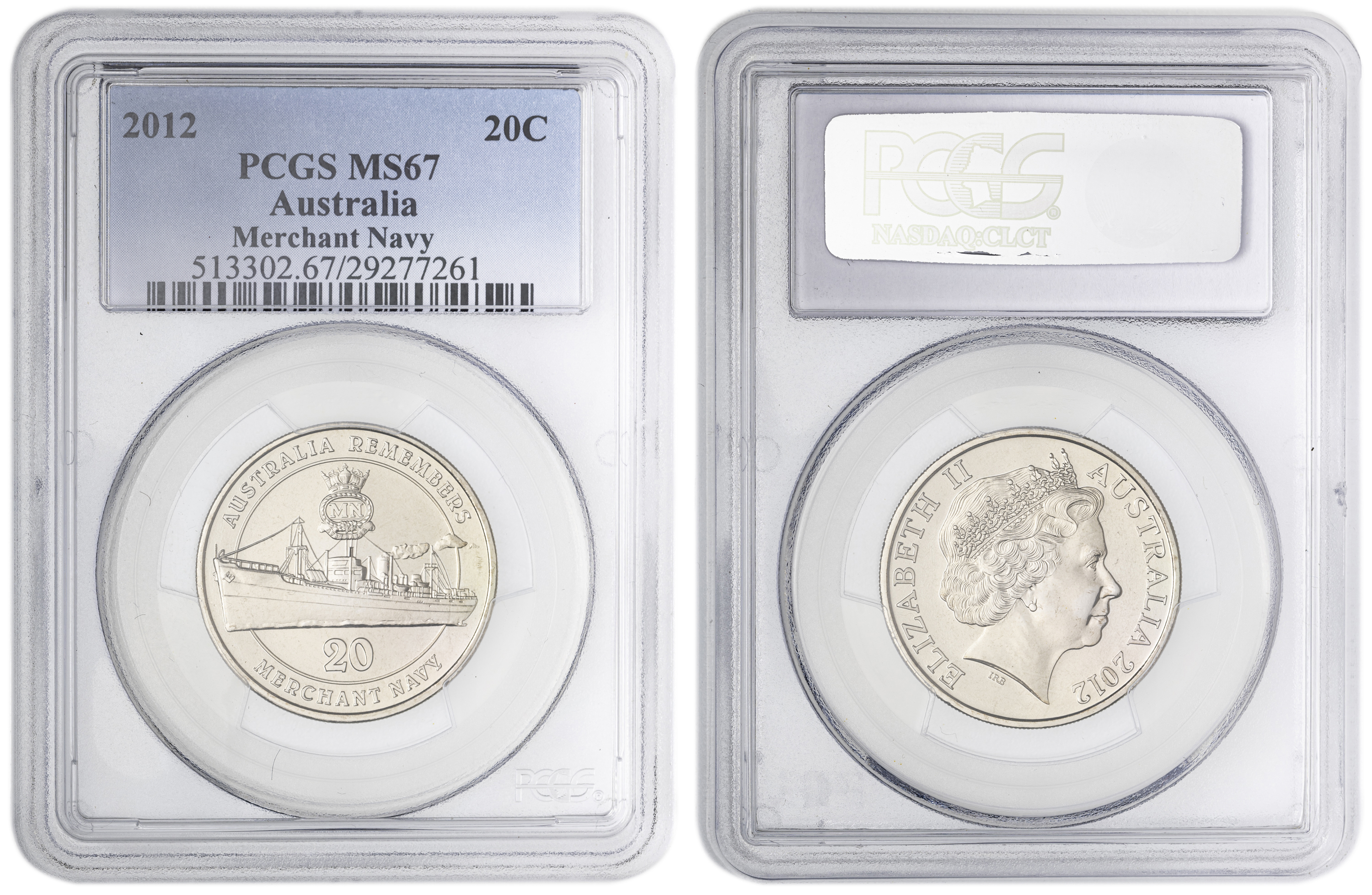 Merchant Navy , Twenty Cent, 2012, PCGS MS67