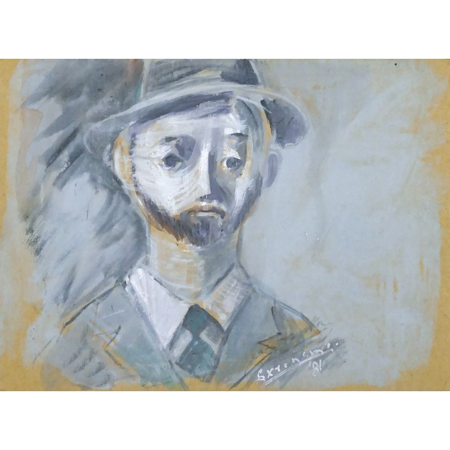 Jay Steensma ''Portrait'' Signed 1981 Oil on Cardboard Framed 14''x17''