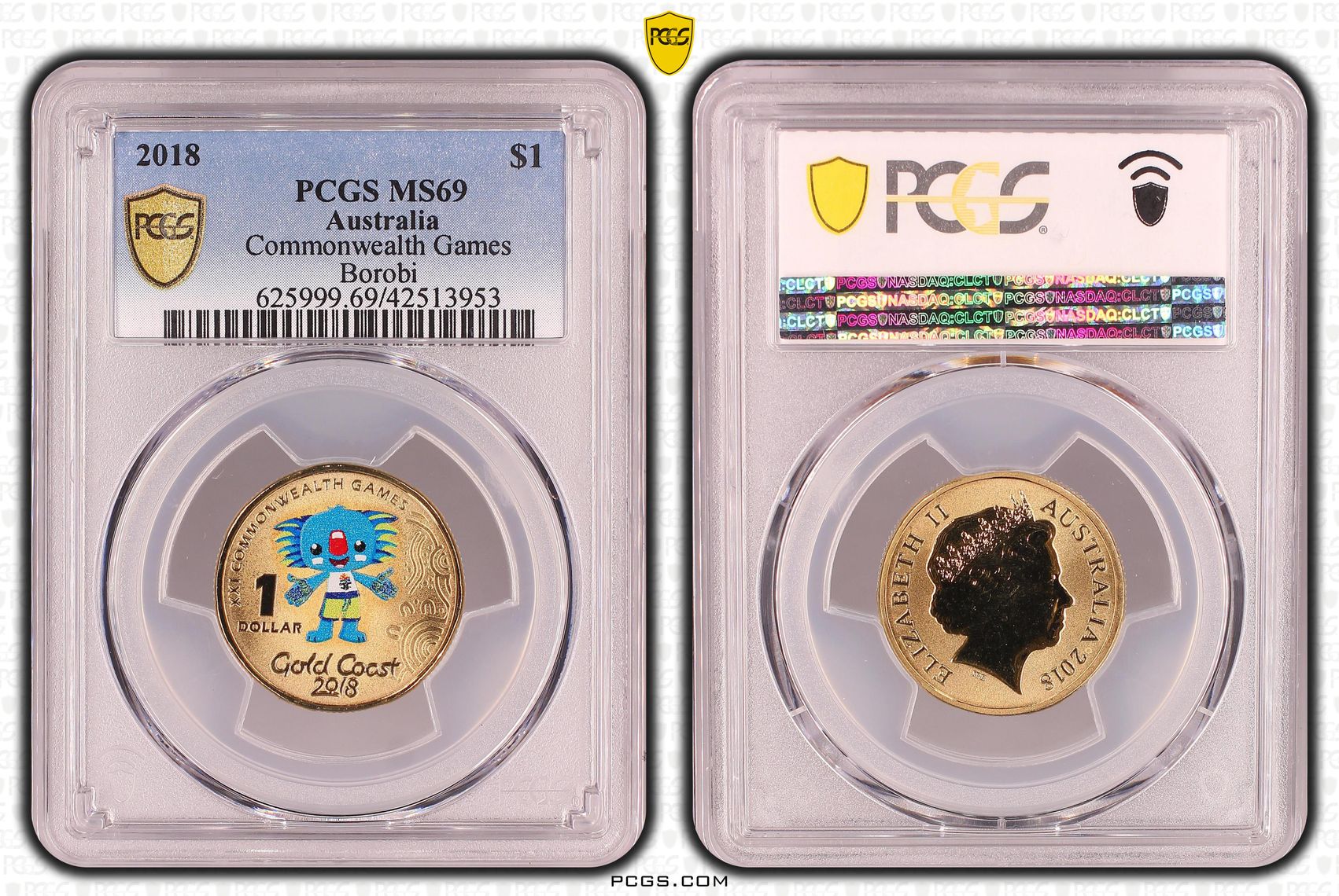 Elizabeth II, Commonwealth Games - Borobi, One Dollar, MS69 , 2018 PCGS POP - 24/0
