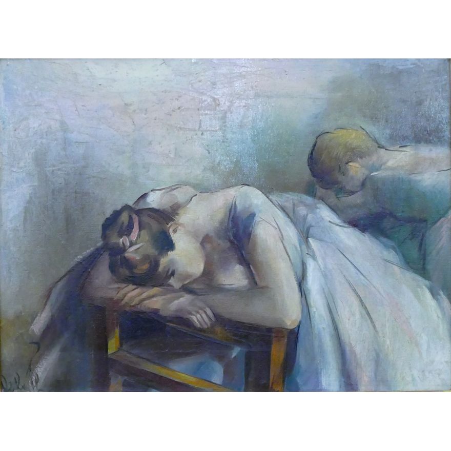 Jan De Ruth (1922-1991 Czech) ''Ballerinas'' Oil Painting Gilt Framed 15''x19''