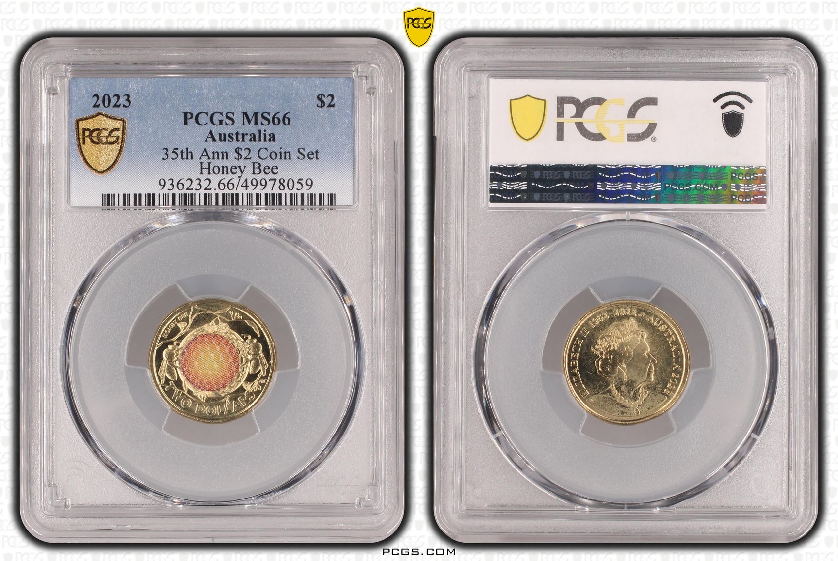 35th Ann $2 Coin Set Colorized Honey Bee , Two Dollar, 2023, PCGS MS66