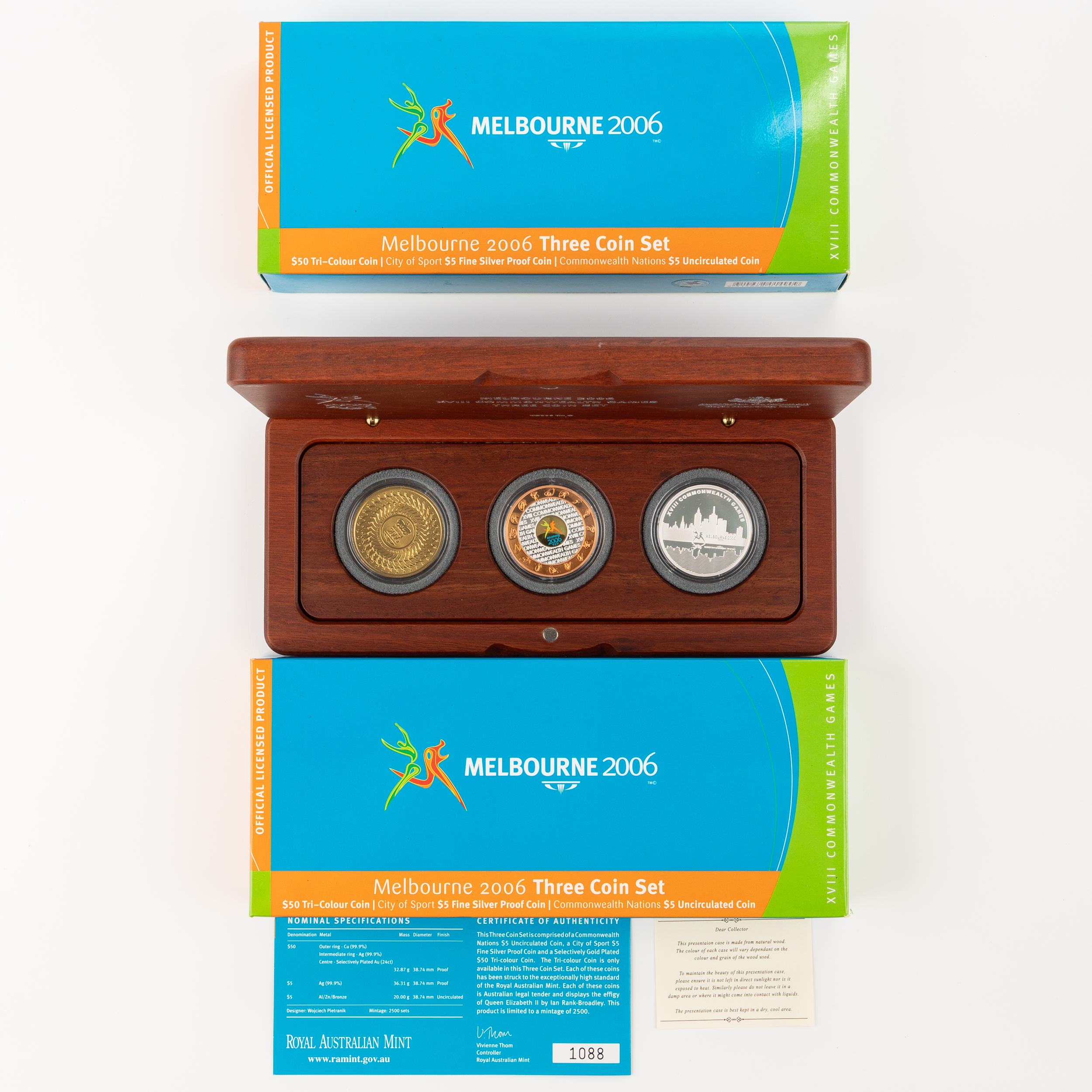 Elizabeth II, RAM - Melbourne Commonwealth Games, Five Dollars - Fifty Dollars, 2006, FDC