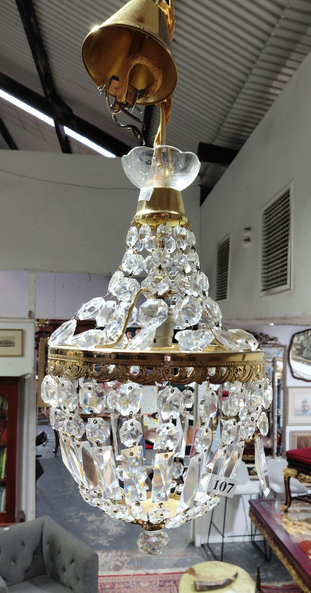107 · CRYSTAL BASKET CHANDELIER