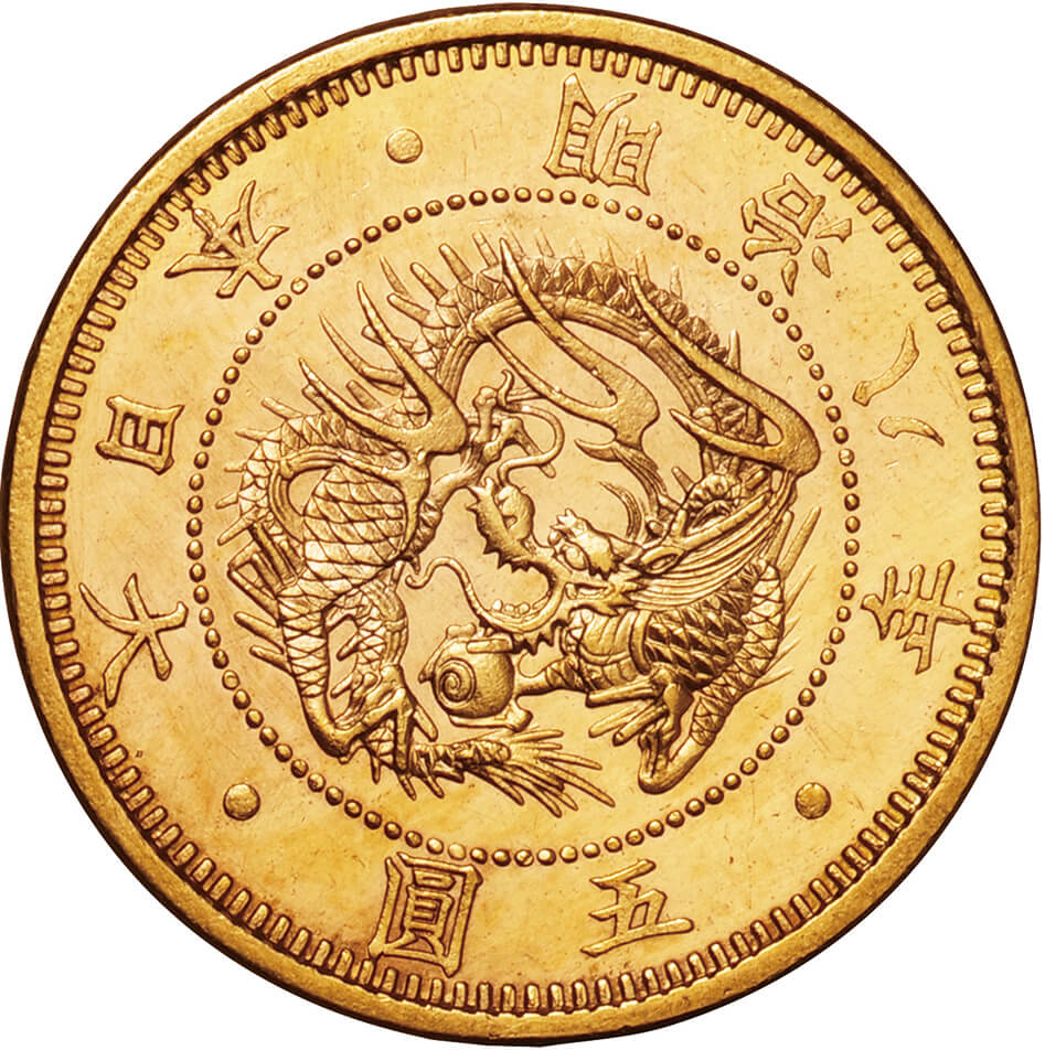 日本-Japan. 明治8年. 旧5円金貨（縮小）. gold. 1875. プルーフ