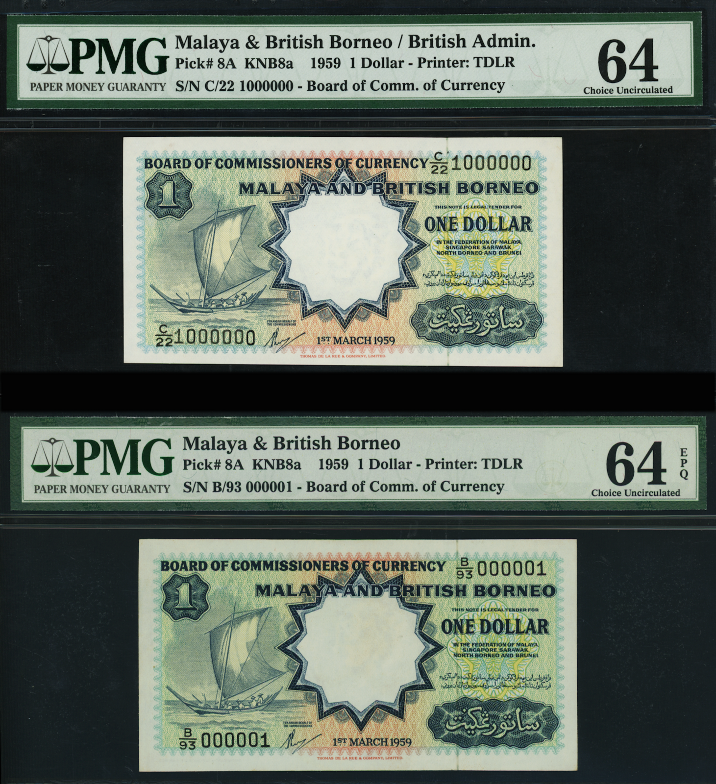 最も完璧な BRITISH & MALAYA Grading Banknote World BORNEO