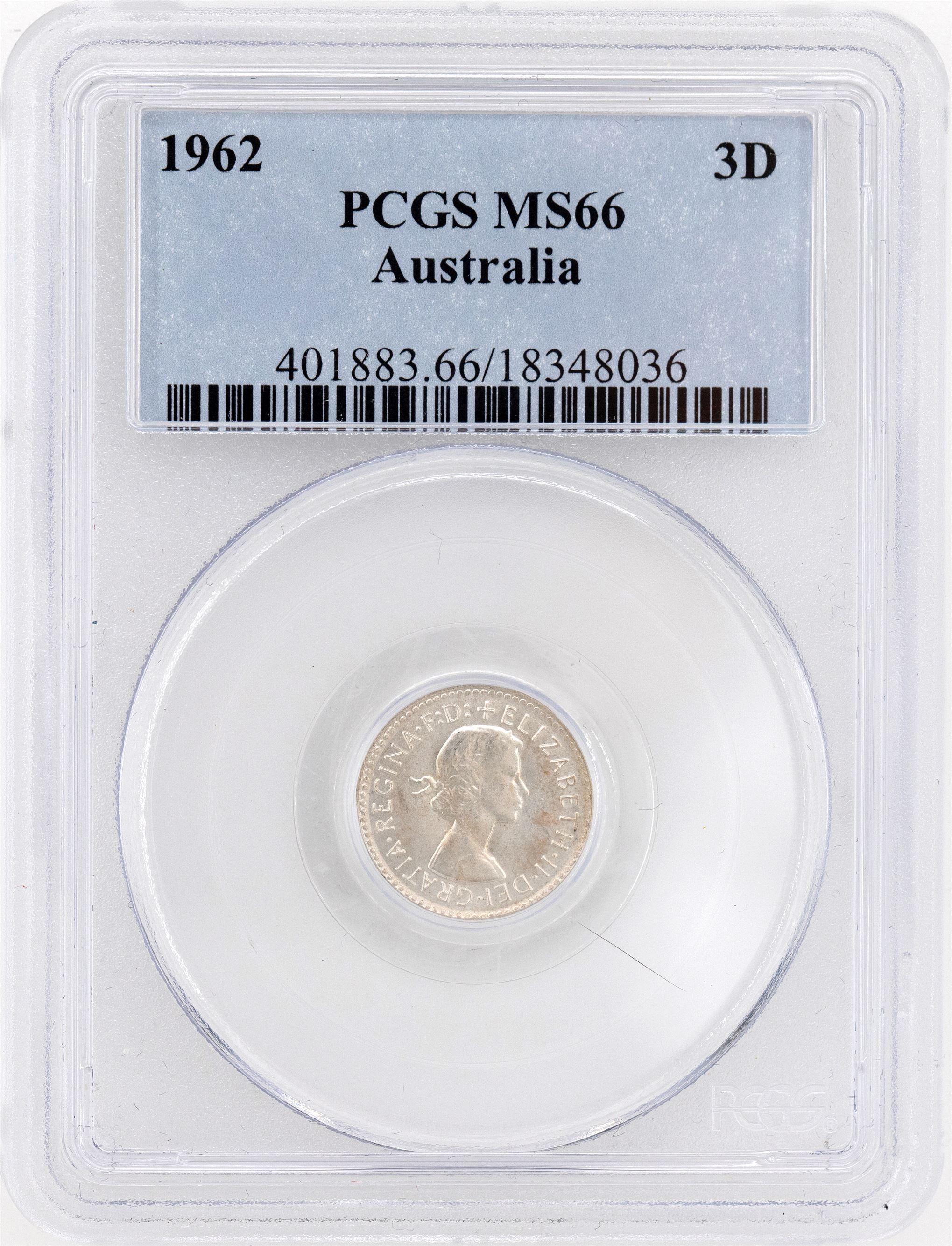 1962(m) Australia Threepence Silver PCGS - MS66 -036