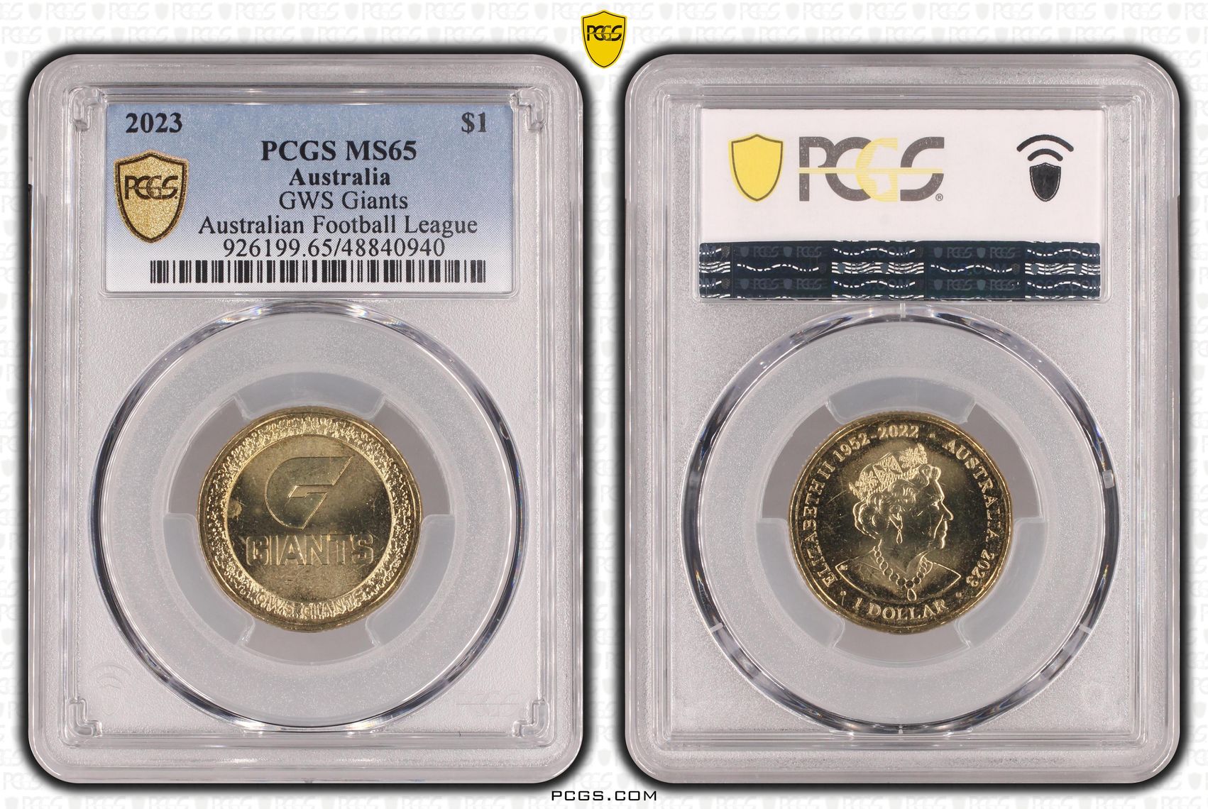 Elizabeth II, AFL- GWS Giants , One Dollar, 2023, PCGS MS65