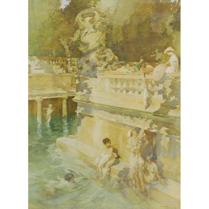 William Russell Flint Signed Bathers Lithograph Framed- 31x25''