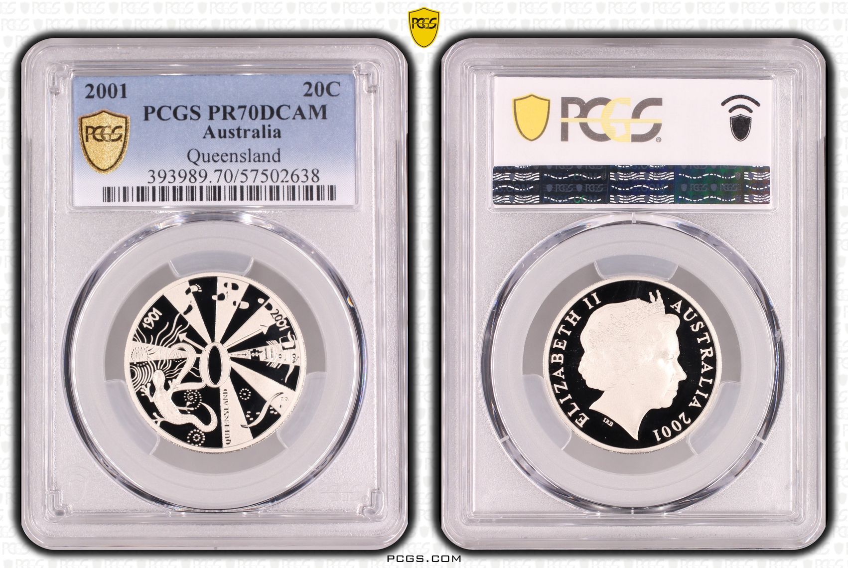 Queensland, Twenty Cent, 2001, PCGS PR70DCAM